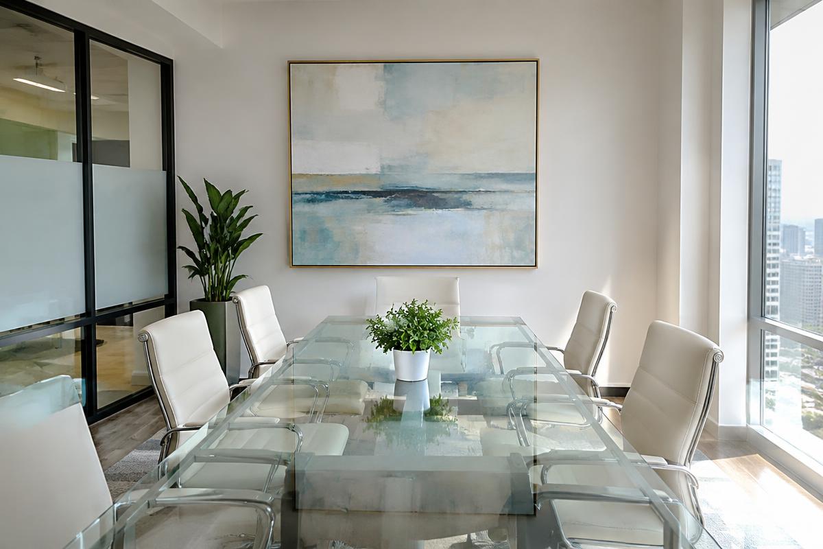 Modern office conference room with clean painted walls