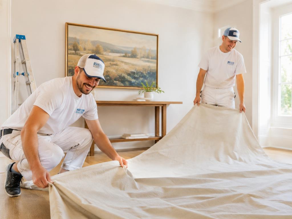 Example of painters preparing a bright room